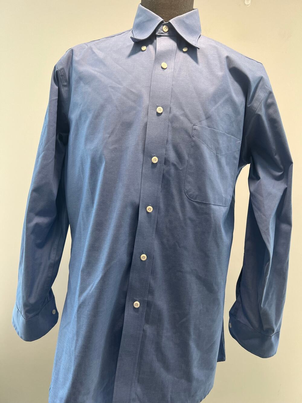 Strafford Button Down Dress Shirt Wrinkle Free Blue Size 16.5 34 JL